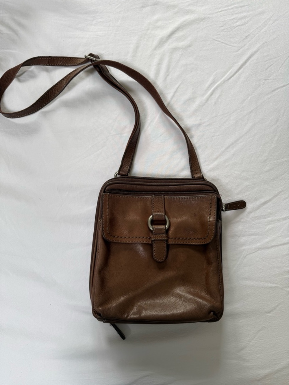 Vintage Fossil Brown Leather Crossbody Bag